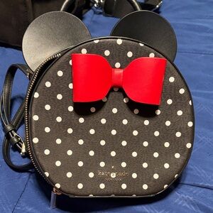 Kate Spade Black and White Polka Dot Kids Bag with Red Bow